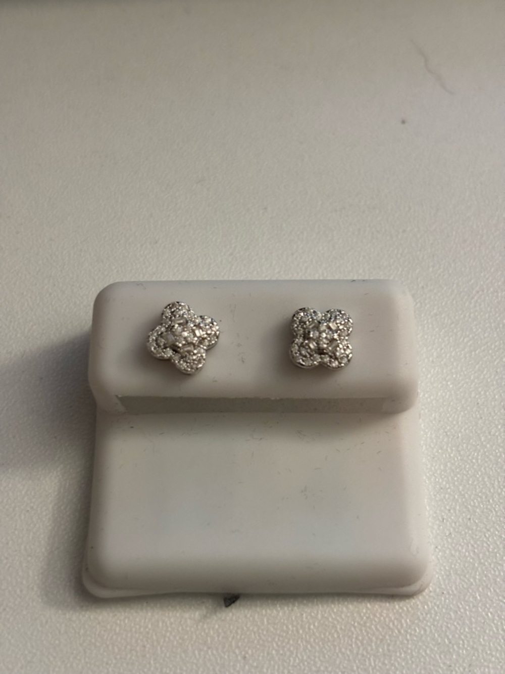 Crystal Pave Flower Cluster Stud Earrings - Silver